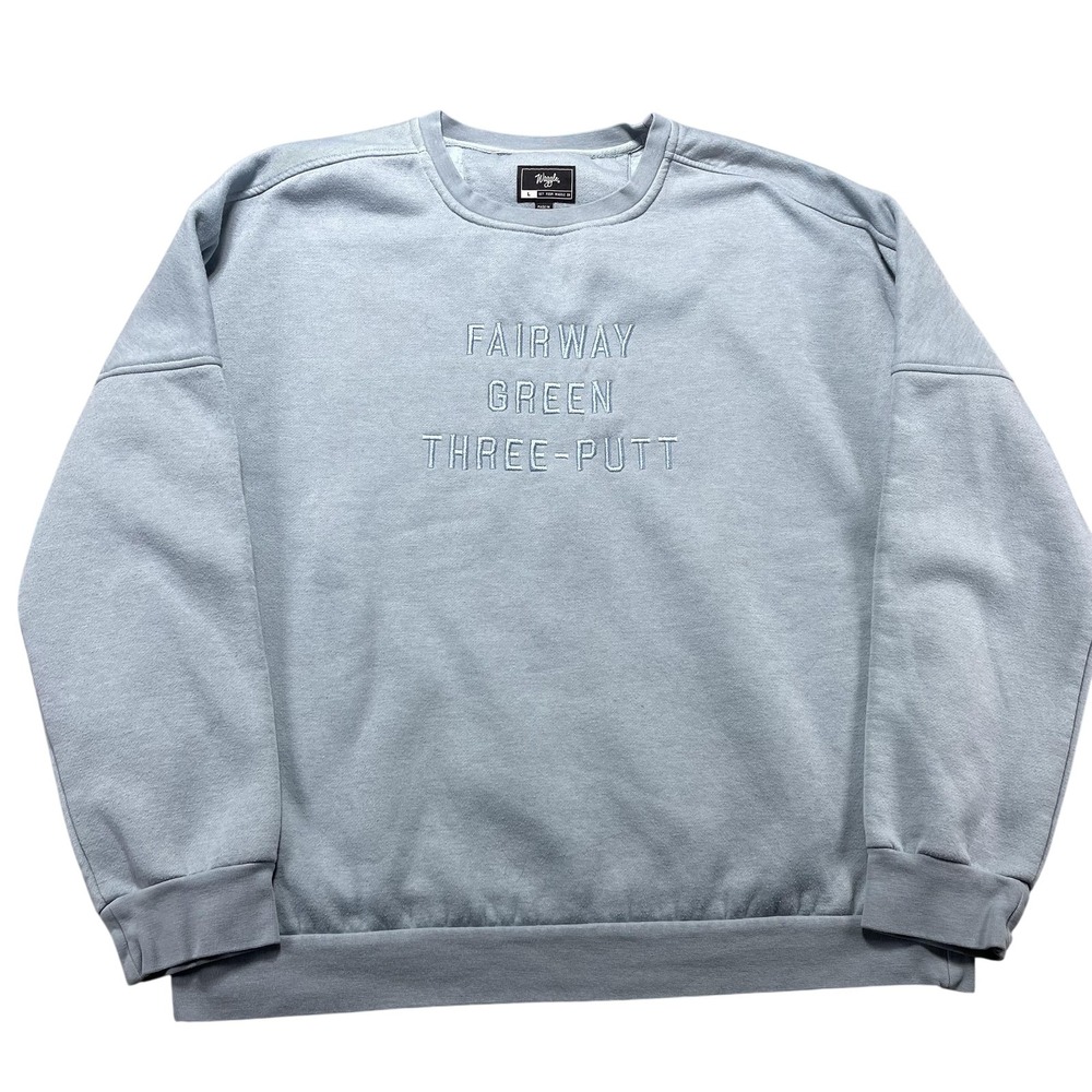 Waggle Sweatshirt Mens Large Blue Fairway Green Three-Putt Fleece Golf Outdoor